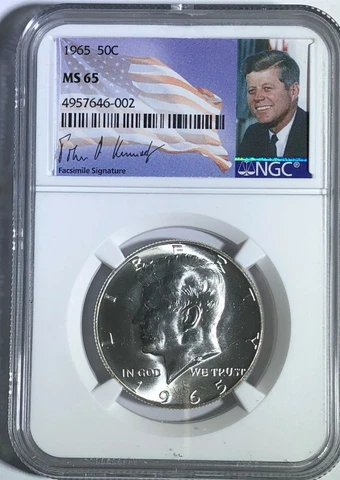 1965 NGC MS65 SILVER KENNEDY HALF DOLLAR JFK COIN SIGNATURE 50c BUSINESS STRIKE Cover