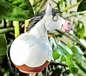 Ceramic Garden Yard Decoration Animal Figurine White Horse H20cm Midene Handmade - Picture 1 of 9