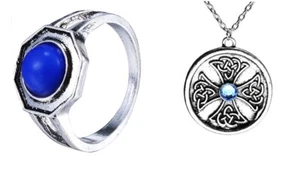 2 pc The Vampire Diaries INSPIRED Klaus Mikaelson Daylight Ring & Necklace - Picture 1 of 1