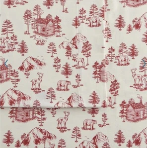 Cuddl Duds Flannel Full Lodge Toile Sheet Set Trees Cabin Bear New - Imagen 1 de 1