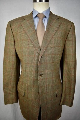 Corneliani Brown Windowpane Check 100% Extra Fine Wool Sport Coat Size: 42L - Image 1 of 4