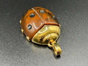 Vintage Crown Trifari Ladybug Beetle Gold Tone Pendant - Picture 1 of 4