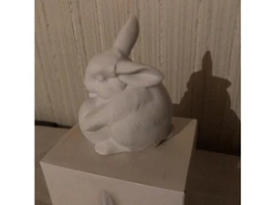 Hutschenreuther Hasenfreunde 10 cm Weiß Biskuit „Hase mit Ei“, weißes Ei in OVP - Bild 1 von 5
