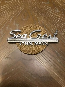 VINTAGE SEA CREST CADILLAC PONTIAC Auto Dealer Emblem LYNN MASSACHUSETTS METAL - Picture 1 of 7