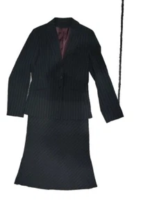 Dorothy Perkins black skirt Pinstripe suit EUR 36 Jacket Fit Flare Skirt Size 10 - Picture 1 of 11