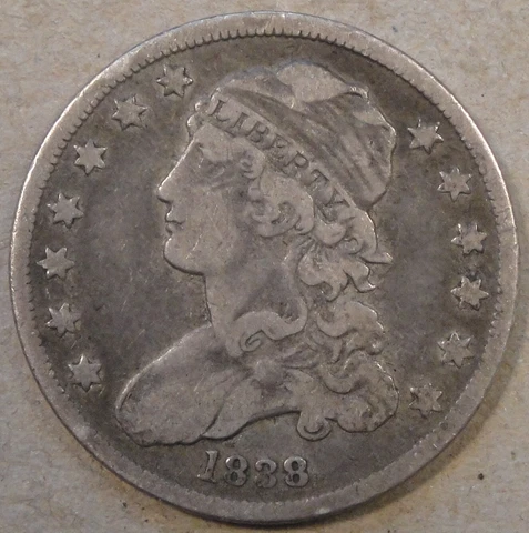 1838 Capped Bust Quarter 25c VF Cover