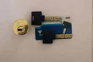 Mul-t-lock Mortise Cylinder 1"-Brass, Interactive "206S" keyway. - Picture 1 of 3