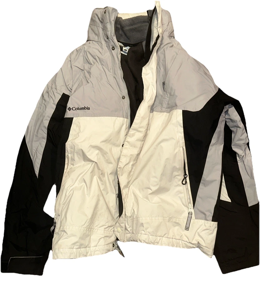 Columbia Chaqueta de Nieve Para Hombres Grande Intercambio 3 en 1 Blanco/Gris Bloque de Color Esquí Foto 1 de 3