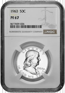 1960 50C Proof Silver Franklin Half Dollar NGC Graded PF 67 in New Holder - Picture 1 of 2