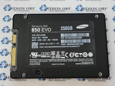 SAMSUNG 850 EVO 250GB 2.5" SAS SSD MZ-75E250, Grade C, SKU 20255 - Image 1 of 2