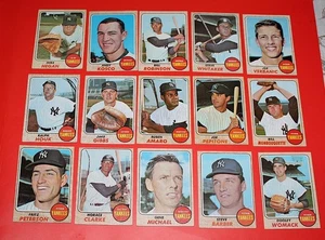 15ct Lot 1960's 1968 Topps Baseball New York Yankees EX/MT - All Different - Picture 1 of 1
