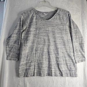 J.Jill Pure Jill Tunika Baumwolle Damen Shirt Pullover grau Taschen Gr. L Traveler - Bild 1 von 9