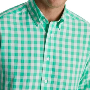 FootJoy Mens Shirt S Performance Long Sleeve Button Front Gingham Sea Green $145 - Picture 1 of 6