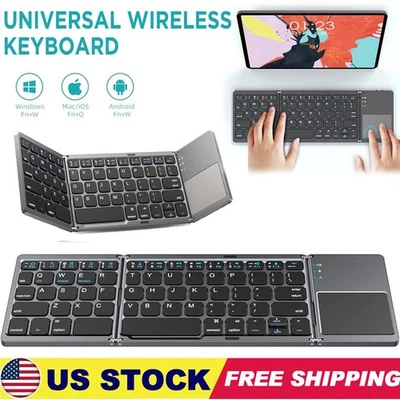 Mini teclado inalámbrico plegable delgado Bluetooth con panel táctil para iOS Android Windows - Imagen 1 de 4