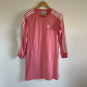NWT Adidas Originals 3 Stripes Pink & White Girls Youth Dress Sz M Sporty Preppy - Picture 1 of 6