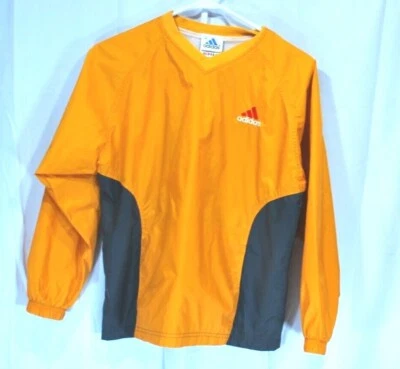 Adidas Pull Over Crewneck Windbreaker Youth Boys Size Medium Orange and gray. - Image 1 of 4