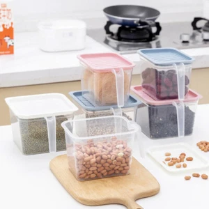 3PCS Kitchen Transparent Storage Box With Handle Home Food Fridge Container - Picture 1 of 9