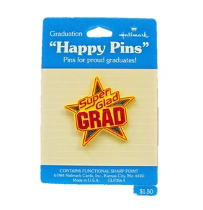 Hallmark PIN Graduation Vintage SUPER GLAD GRAD School COLLEGE 1983 Brooch NEW - Picture 1 of 3