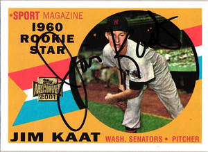 Jim Kaat Signed 2001 Topps Archives 1960 RC MLB Baseball Card #72 Senators AUTO