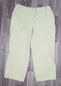 Pantalones capri de algodón a rayas verdes blancos con bolsillos cargo Chicos para mujer talla 2 - Imagen 1 de 10