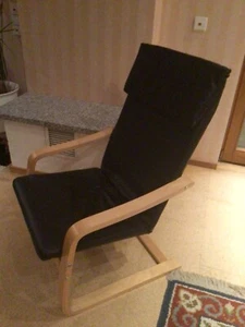 Ikea POÄNG Sessel, Eichenfurnier natur lasiert/Knisa schwarz - Bild 1 von 1