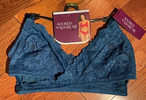 NWT Womens Adored by Adore Me Blythe Unlined Wirefree Teal Lace Bra Size XL - Picture 1 of 12