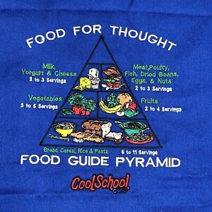 Food Guide Pyramid Apron Cool School Care Embroidered Blue Vintage