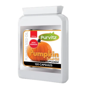 Semilla de calabaza 120 cápsulas FÓRMULA DE ALTA FUERZA 2000 mg Reino Unido Purvitz próstata masculina - Imagen 1 de 1