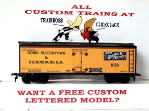 HO-SPUR MASSGESCHNEIDERT BESCHRIFTET ROM WATERTOWN & OGDENSBURG RR REEFER VERFÜGBAR IN O SCALE - Bild 1 von 13