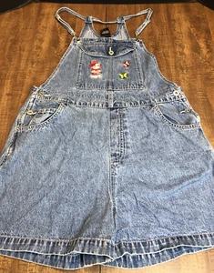 Disney Topolino Unlimited Shortall DONNA L Tuta Denim Ricamata Farfalle - Foto 1 di 24