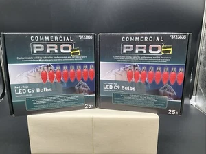 (Set Of 2) Commercial Pro 25 Ct C9 Red LED String Light Bulbs E17 Base - Picture 1 of 7