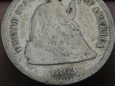 1863 Silver Seated Liberty Half Dime- VG/Fine Details Cover