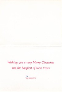 JAMES H. "JIMMY" DOOLITTLE - CHRISTMAS / HOLIDAY CARD SIGNED CIRCA 1992