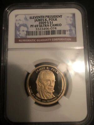 2009-S JAMES K POLK PROOF PRESIDENTIAL DOLLAR NGC PF69 ULTRA CAMEO - Image 1 of 2