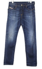 DIESEL Buster 069AH Men Jeans W33/L32 Regular Slim Tapered Distress Dark Blue