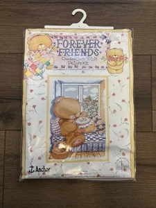 Vintage 1993 Anchor Forever Friends Counted Cross Stitch Picture Kit Thread Bear - Imagen 1 de 7