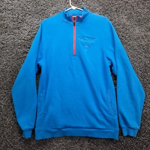 Under Armour Sweatshirt Women Medium Blue 1/4 Zip Pullover Loose Fit Fleece - Picture 1 of 9