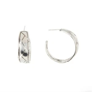 JOHN HARDY Pretty Bamboo Shoot Collection Sterling Silver Medium Hoop Earrings - Picture 1 of 12