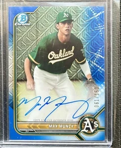 Max Muncy Auto Blue Refractor Bowman Chrome Mega Box  061/150 BMA-MM Mint 61 - Picture 1 of 2