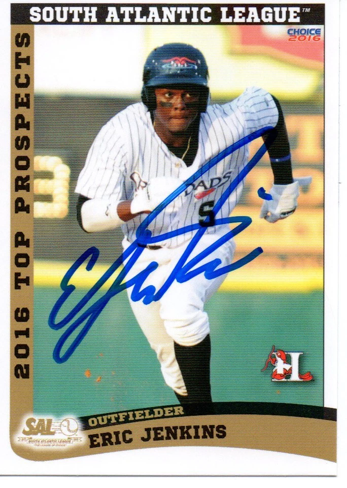 Eric Jenkins 2016 Hickory Crawdads SAL Top Prospects Signed Card - Image 1 of 1