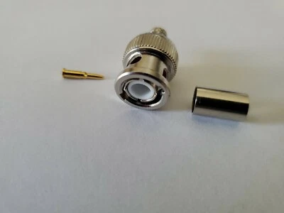  Crimp on BNC Male RG59 Coax Connector for CCTV camera siamese cable(50 pack) - Image 1 of 4
