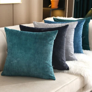 Velvet European Pillowcase 65 x 65 Cushion Cover Navy Blue Grey Black Beige Pink - Picture 1 of 17