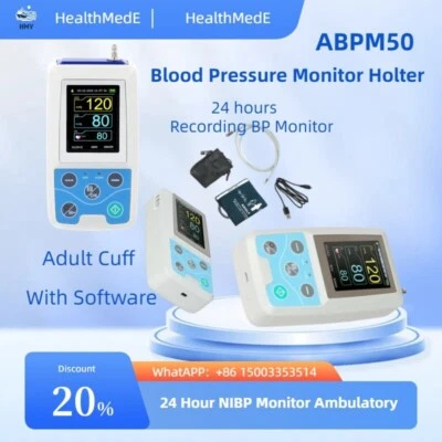 CONTEC ABPM50 Ambulatory Blood Pressure Monitor - 24HR Holter, PC Software, for Adults