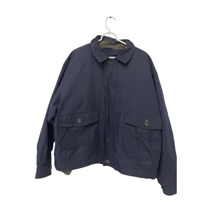 Roundtree & Yorke Outdoors Jacket Men Size XL Navy Blue Pockets Full Zip Canvas - Image 1 of 4