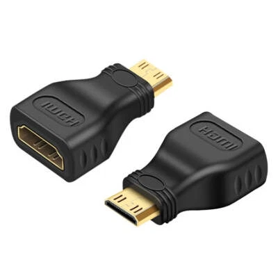 Позолоченный адаптер Mini HDMI штекер на HDMI 19-контактный гнездо (черный) - Изображение 1 из 4