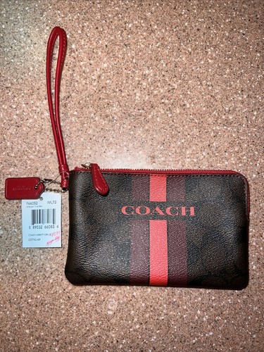 Portamonete Coach New York Varsity CRN da polso con zip nuovo con etichetta