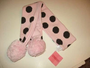 Gymboree Sweeter Than Chocolate Polka Pink & Brown Polka Dot Pom Pom Scarf NWT - Picture 1 of 1
