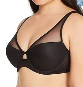 Smart & Sexy Women's Mesh Plunge Bra SA1389 Women's 32DD Black Nylon Blend NWT - Picture 1 of 3