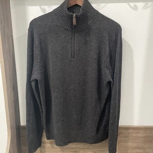 J Crew Lambswool 1/4 Zip Sweater Mens Medium Brown Mock Neck Pullover Read - Picture 1 of 13
