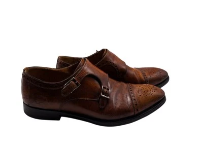 Magnanni Double Monk Strap Size 9.5 M Brown Leather Cap Toe Dress Shoes Brogue - Image 1 of 4